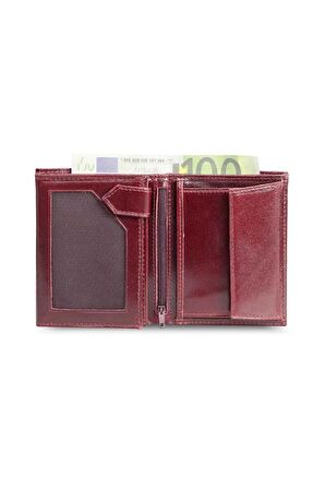 Özder Çok Bölmeli Dikey Bordo Deri Erkek Cüzdanı - GRD2403XW22462
