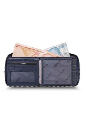Guard Retro Fermuarlı Deri Lacivert Cüzdan - GRD2403XW22147