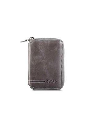 Guard Fermuarlı Antik Gri Deri Mini Cüzdan - GRD2403XW22202