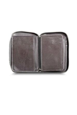 Guard Fermuarlı Antik Gri Deri Mini Cüzdan - GRD2403XW22202