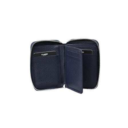 Guard Lacivert Hakiki Deri Fermuarlı Mini Cüzdan - GRD2407XT1844