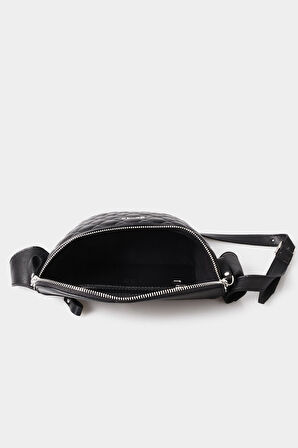 Guard Siyah Hakiki Deri Capitone Baskılı Kuşaklı Unisex Bel Çantası - GRD250816WT255