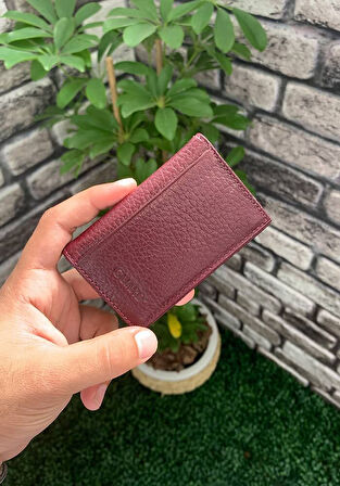 Guard Bordo Hakiki Deri Mini Boy Kredi Kartlık - GRD250902WT1058
