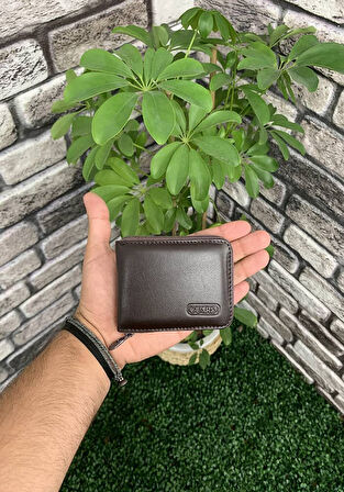 Guard Kahverengi Hakiki Deri Fermuarlı İçi Şeffaf Gözlü Model Kredi Kartlık - GRD250902WT582