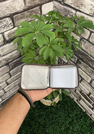 Guard Kahverengi Hakiki Deri Fermuarlı İçi Şeffaf Gözlü Model Kredi Kartlık - GRD250902WT582