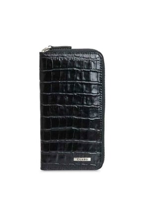 Guard Siyah Croco Fermuarlı Portföy Hakiki Deri Cüzdan // GRD260225WT1614