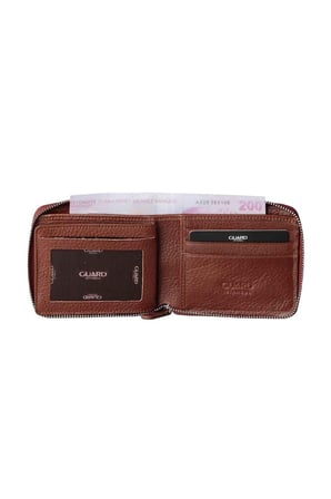 Guard Taba Hakiki Deri Tam Fermuarlı Yatay Model Mini Cüzdan // GRD260226WT1685