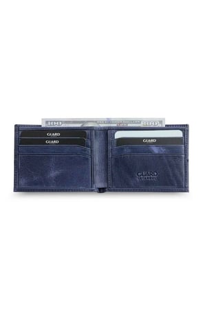 Guard Antik Lacivert Hakiki Deri İnce Klasik Yatay Model Erkek Cüzdanı // GRD260822WT1430