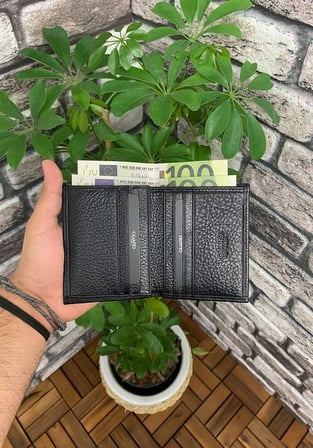 Guard Siyah Hakiki Deri Dikey Model Erkek Cüzdan