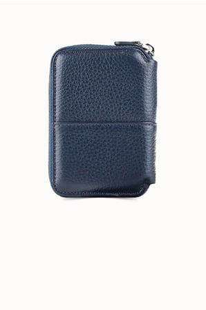 Guard Lacivert Hakiki Deri Tam Fermuarlı Mini Boy Unisex Cüzdan // GRD261010WT1844