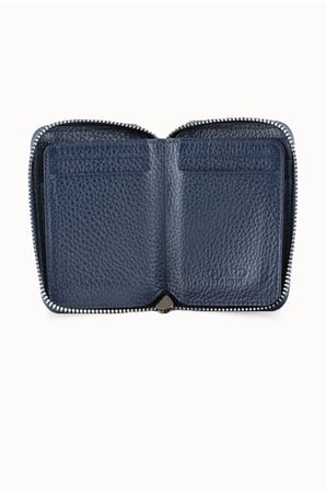 Guard Lacivert Hakiki Deri Tam Fermuarlı Mini Boy Unisex Cüzdan // GRD261010WT1844