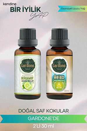 Bergamot + Relax (Oda Kokusu Aroma Terapi Buhurdanlık/Difüzör Yağı) Set 2 Adet x 30 ml