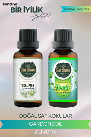 Fresh + Okaliptus (Oda Kokusu Aroma Terapi Buhurdanlık/Difüzör Yağı) Set 2 Adet x 30 ml