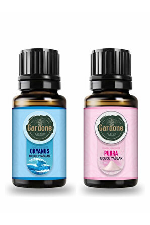 Okyanus + Pudra (Oda Kokusu Aroma Terapi Buhurdanlık/Difüzör Yağı) Set 2 Adet x 10 ml