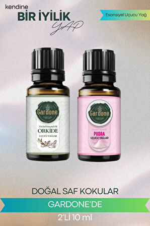 Pudra + Orkide (Oda Kokusu Aroma Terapi Buhurdanlık/Difüzör Yağı) Set 2 Adet x 10 ml