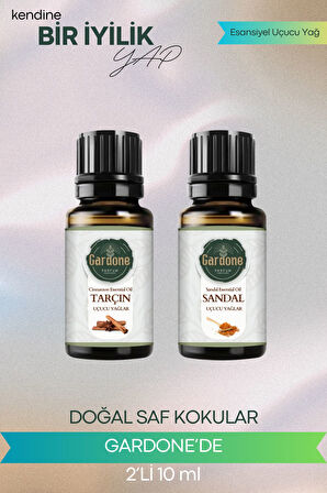 Sandal + Tarçın (Oda Kokusu Aroma Terapi Buhurdanlık/Difüzör Yağı) Set 2 Adet x 10 ml