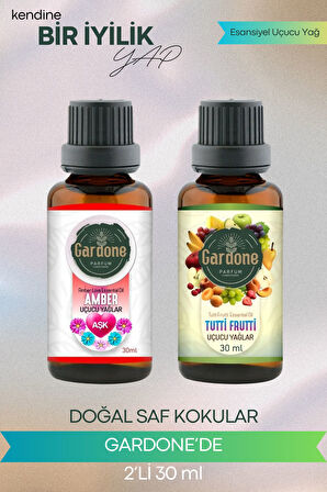 Tutti Frutti + Amber (Oda Kokusu Aroma Terapi Buhurdanlık/Difüzör Yağı) Set 2 Adet x 30 ml