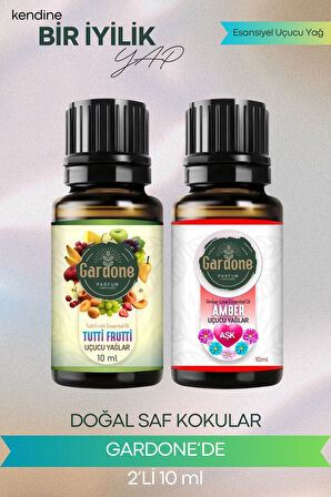 Tutti Frutti + Amber (Oda Kokusu Aroma Terapi Buhurdanlık/Difüzör Yağı) Set 2 Adet x 10 ml