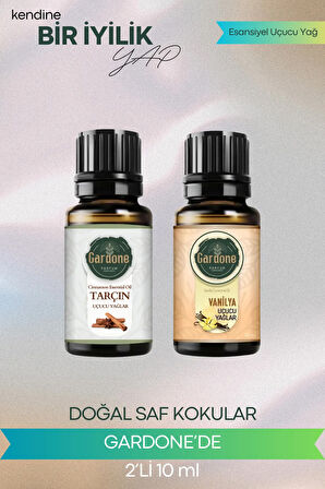 Tarçın + Vanilya (Oda Kokusu Aroma Terapi Buhurdanlık/Difüzör Yağı) Set 2 Adet x 10 ml