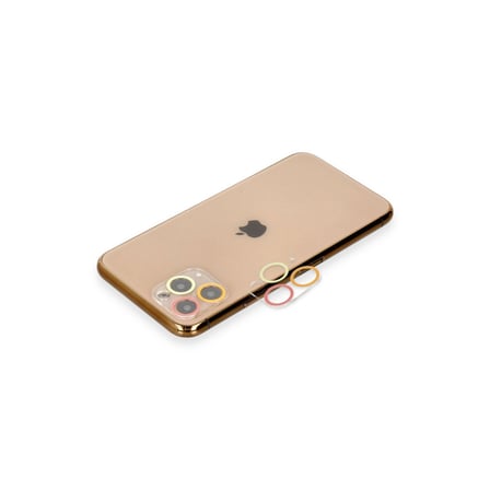 Apple İphone 11 Pro Renkli Kamera Lens Koruma Cam - Turuncu-kırmızı