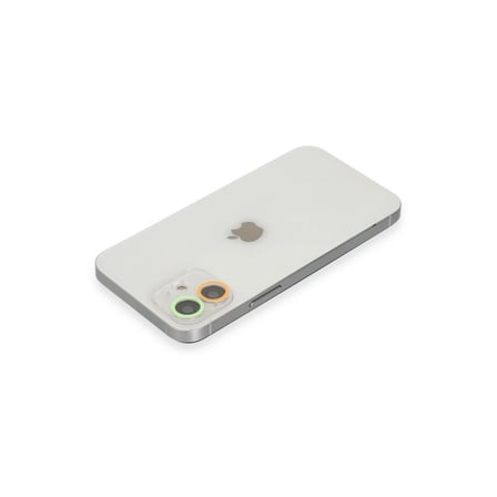 Apple İphone 12 Mini Renkli Kamera Lens Koruma Cam - Turuncu-yeşil