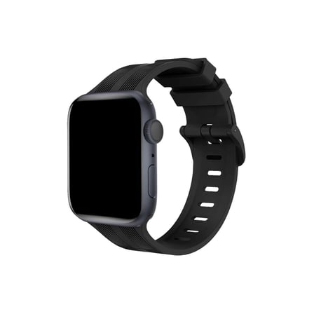 Apple Watch 38mm Kr408 Çizgili Silikon Kordon - Siyah