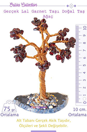Sertifikalı Gerçek Lal - Garnet - Granat Doğal Taşı Ağaç - Akik Plakalı