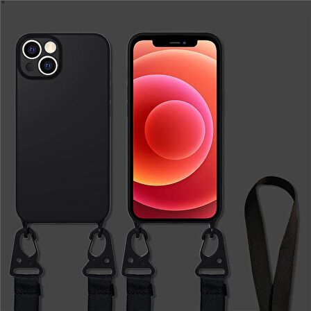 "New" Color Series - Iphone 11 Koyu Yeşil Askılı Telefon Kılıfı Seti - Silikon - Kamera Korumalı
