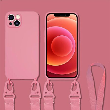 "New" Color Series - Iphone 11 Koyu Yeşil Askılı Telefon Kılıfı Seti - Silikon - Kamera Korumalı