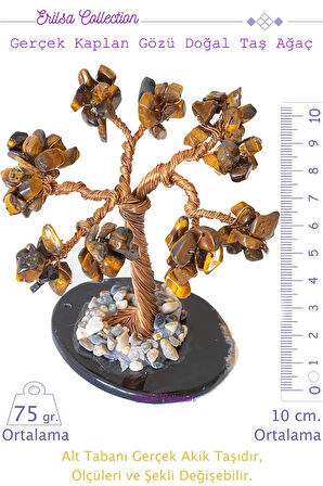 Sertifikalı Gerçek Kaplan Gözü Doğal Taşı Ağaç - Akik Plakalı