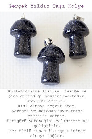 Sertifikalı Mantar Model Lacivert Yıldız Taşı Kolye (Gümüş Aparatlı)