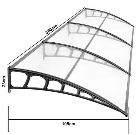 LUPIN Kapı Pencere Üstü Pratik Sundurma 105x360 - Şeffaf