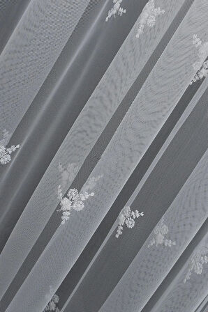 Grek Serpme Nakışlı Tasarım Zarif Yeni Moda Desen 2 Kat Pileli Tül Perde