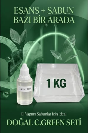 C.Green Esanslı 1 KG Şeffaf Sabun Bazı Seti Ferah Doğal Sabun Yapım Hobi Kiti 2’li