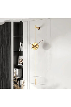 Camsız Premium Gold Gravity Metal Duvar Saati , Modern Dekoratif Duvar Saati