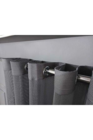 Gri File Rustik Tül Perdesi Kuşgözü Perde Rustik Tül Perde