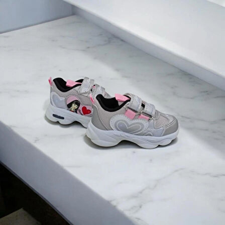 KIZ ÇOCUK GRİ ÜST BASKILI SNEAKER 
