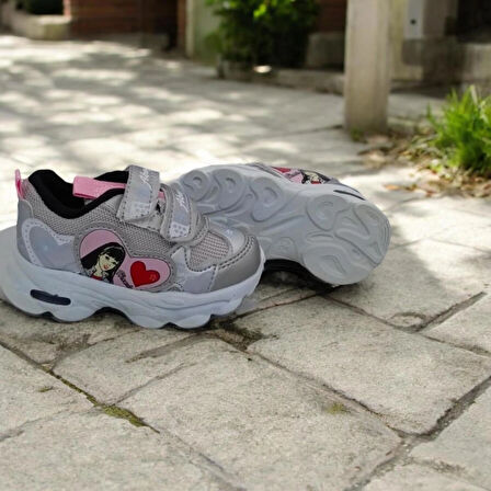 KIZ ÇOCUK GRİ ÜST BASKILI SNEAKER 