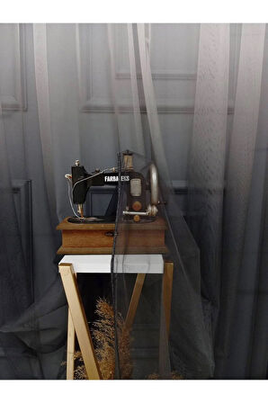 Gri Renkli Renk Geçişli Değrade Sağ/Sol Takım Tül Fon Perde