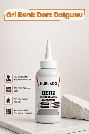 1 Adet Hazır Derz Dolgu Macunu 220 Gr Gri, Fayans Seramik Mermer ve Cam Mozaik Derz Tamir Dolgusu, Suya Dayanıklı, Hızlı Kuruyan, Esnek, Çatlama Yapmayan, İç Dış Mekan, Tüp Uçlu Kolay Uygulama