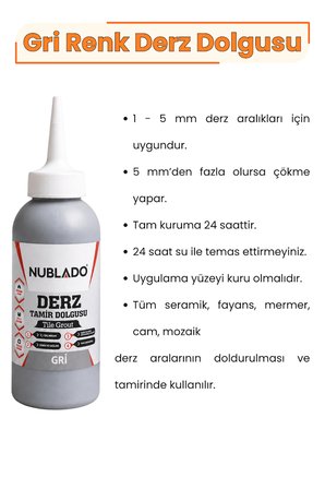 1 Adet Hazır Derz Dolgu Macunu 220 Gr Gri, Fayans Seramik Mermer ve Cam Mozaik Derz Tamir Dolgusu, Suya Dayanıklı, Hızlı Kuruyan, Esnek, Çatlama Yapmayan, İç Dış Mekan, Tüp Uçlu Kolay Uygulama