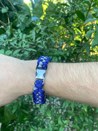PARACORD BİLEKLİK GRİ-LACİVERT SHARK MODELİ