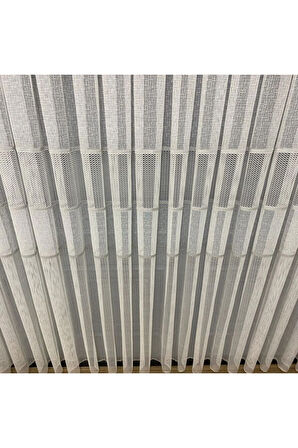 Milano Gri Gümüş Ara Bantlı Yeni Tasarım 2Kat Pileli Tül Perde
