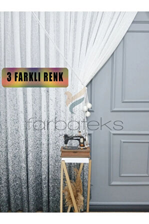 Yeni Tasarım Gri Antrasit Füme Serpinti Tül Ve Sağ/Sol Takım Tül Fon Perde