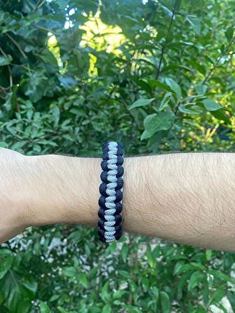 PARACORD BİLEKLİK GRİ-SİYAH KOBRA MODELİ