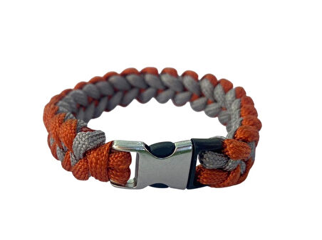 PARACORD BİLEKLİK GRİ-TURUNCU SHARK MODELİ