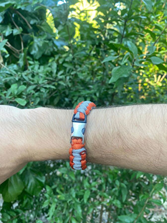 PARACORD BİLEKLİK TURUNCU-GRİ KOBRA MODEL