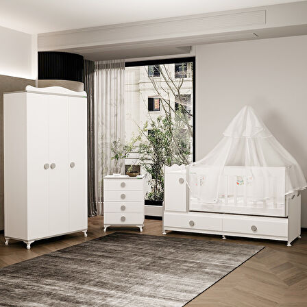Garaj Home Pırlanta Gri Yıldız 3 Bebek Odası Yatak ve Uyku Setili-