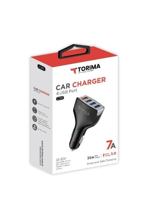 Mobil Aksesuar Bağlantı Başlığı Seyahat Şarjı Hızlı Şarj Adaptörü 4 Port Çift Usb C20 Siyah