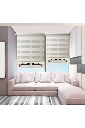 Güneş Perde Zebra Perde Pliseli Ekru Etek Dilimli